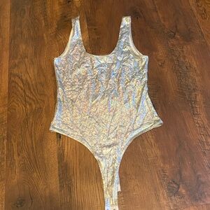 Silver Iridescent rave bodysuit